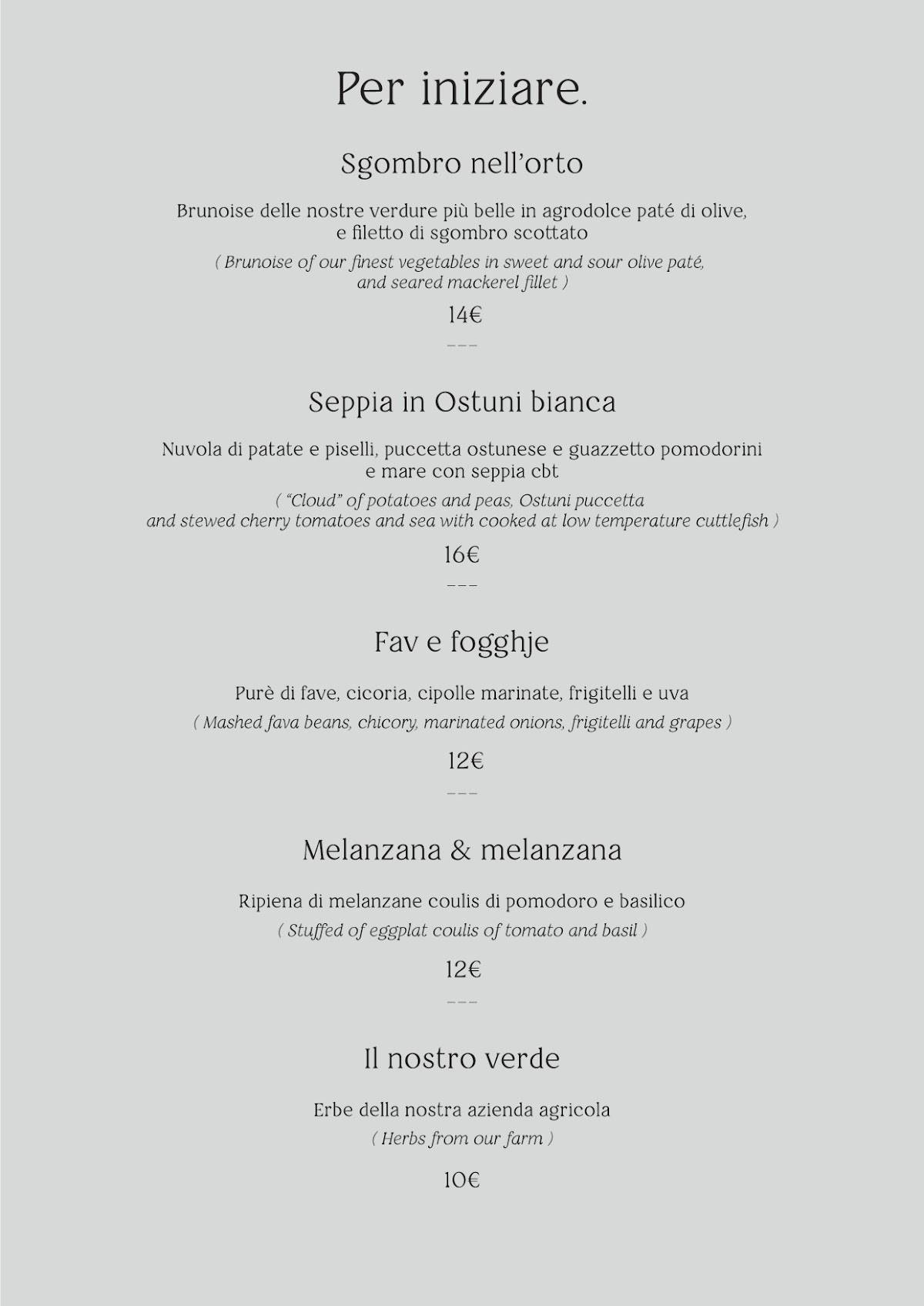 Menu di Ama chilometrozero 