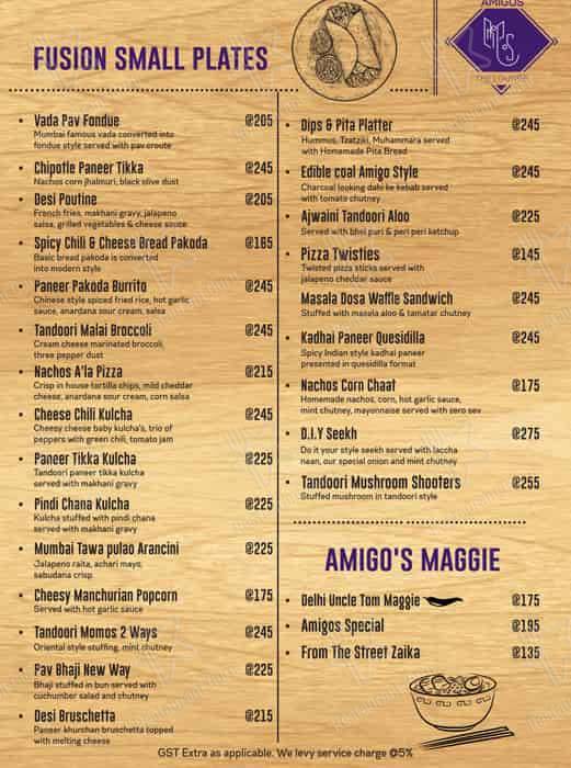 Amigos menu