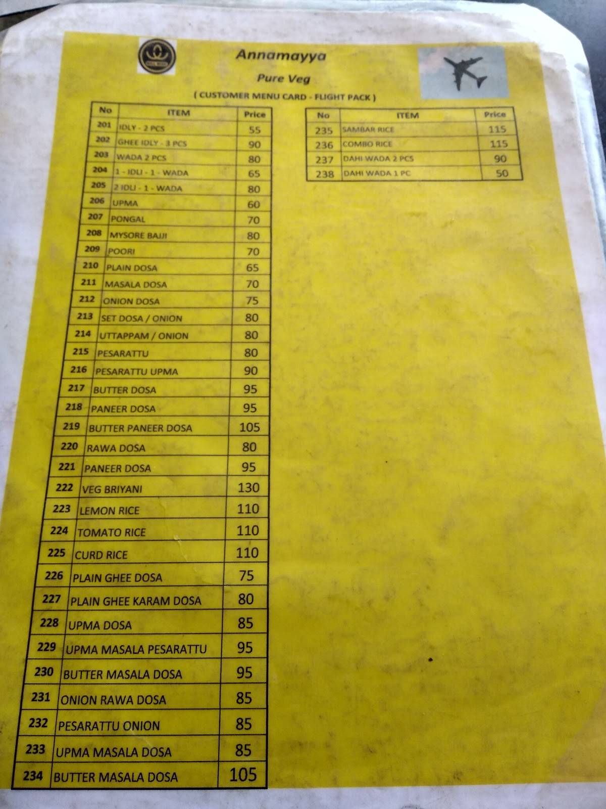 Annamayya Pure Veg menu