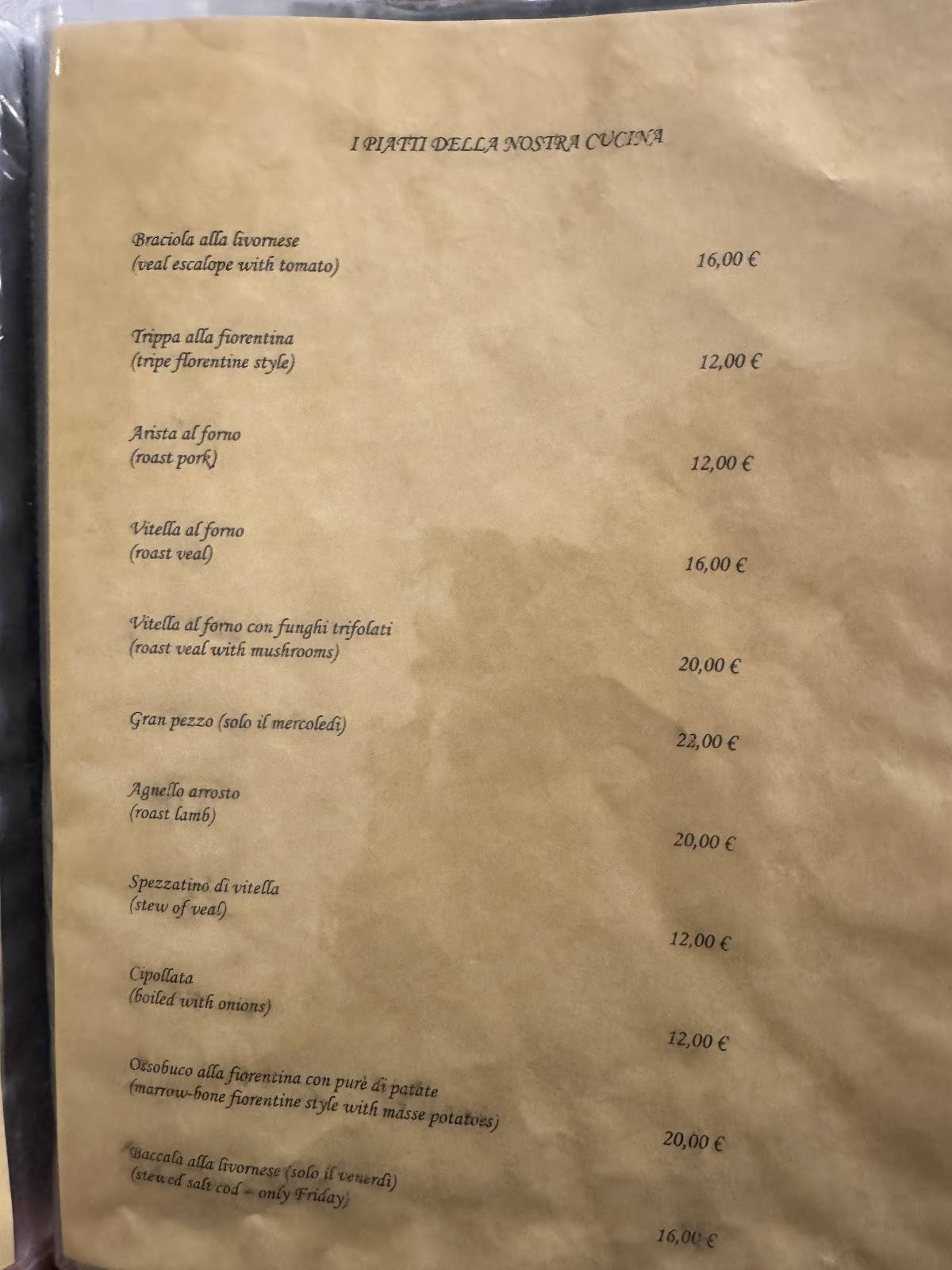 Menu di Antica Trattoria Sanesi 