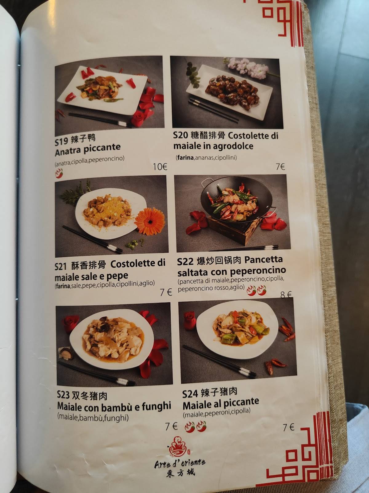 Menu di Arte d’oriente Ristorante Cinese Firenze 