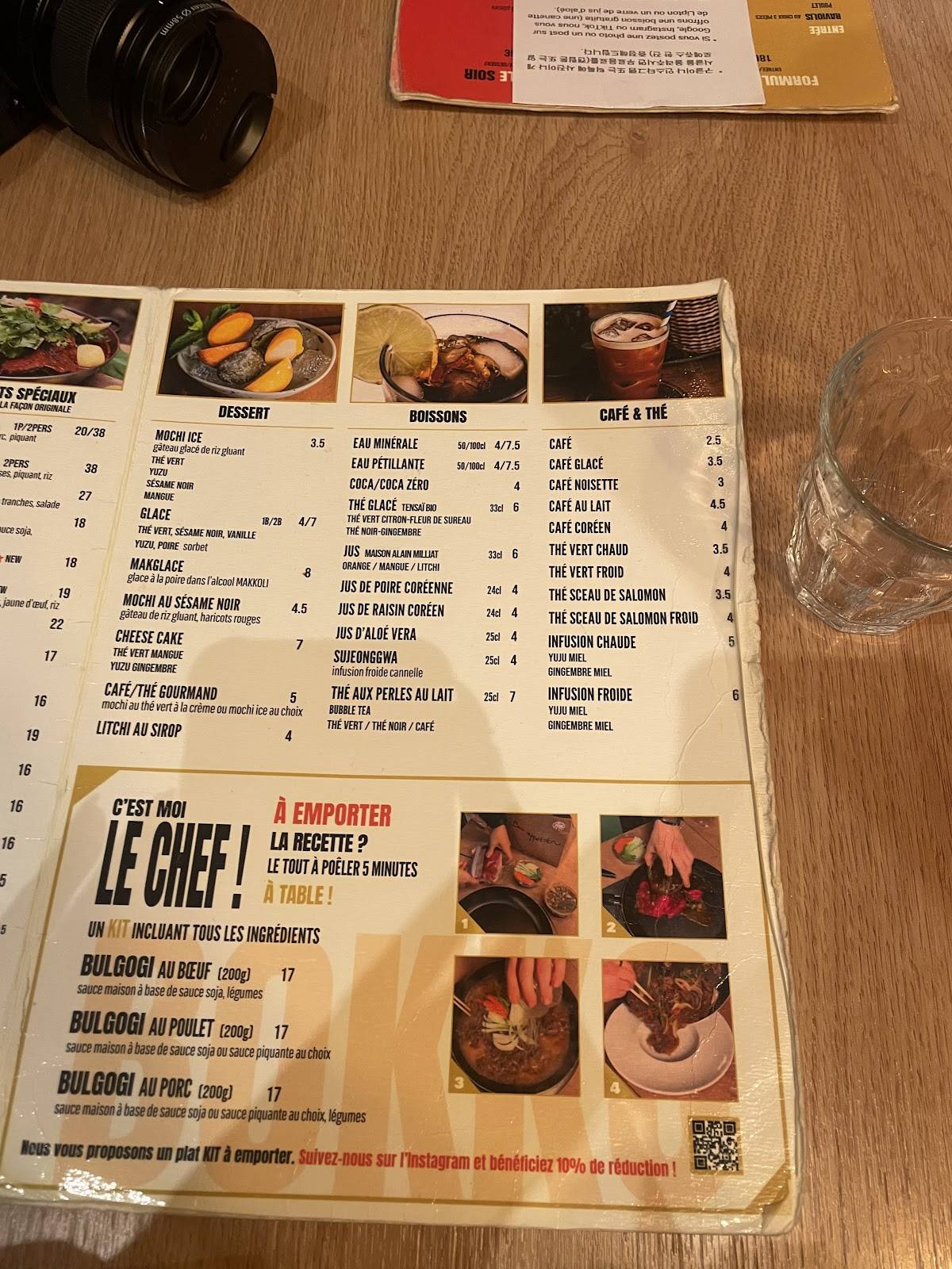 Menu de Restaurant coréen BOKKO