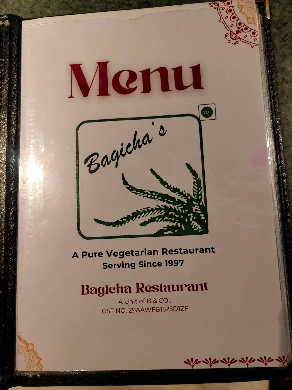 Bagicha Restaurant menu