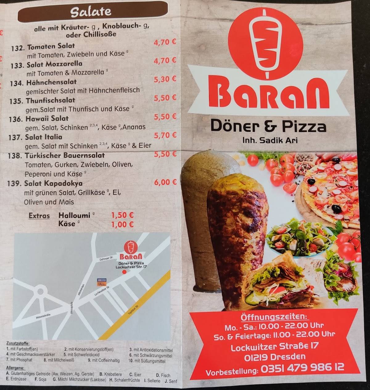 Speisekarte von Baran Döner & Pizza, Dresden