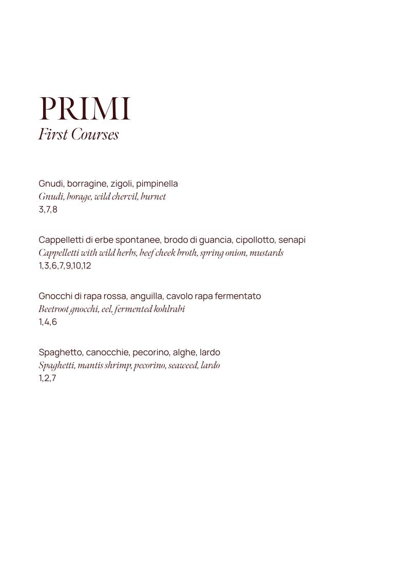 Menu de Barbagianni Fine Dining