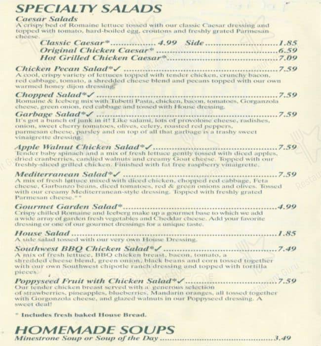 Barnelli's Pasta Bowl menu