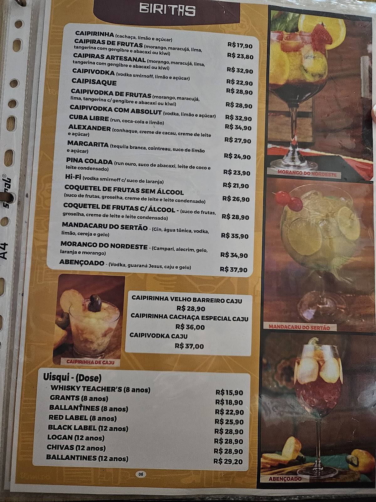 Barraca da Chiquita Restaurante cardápio