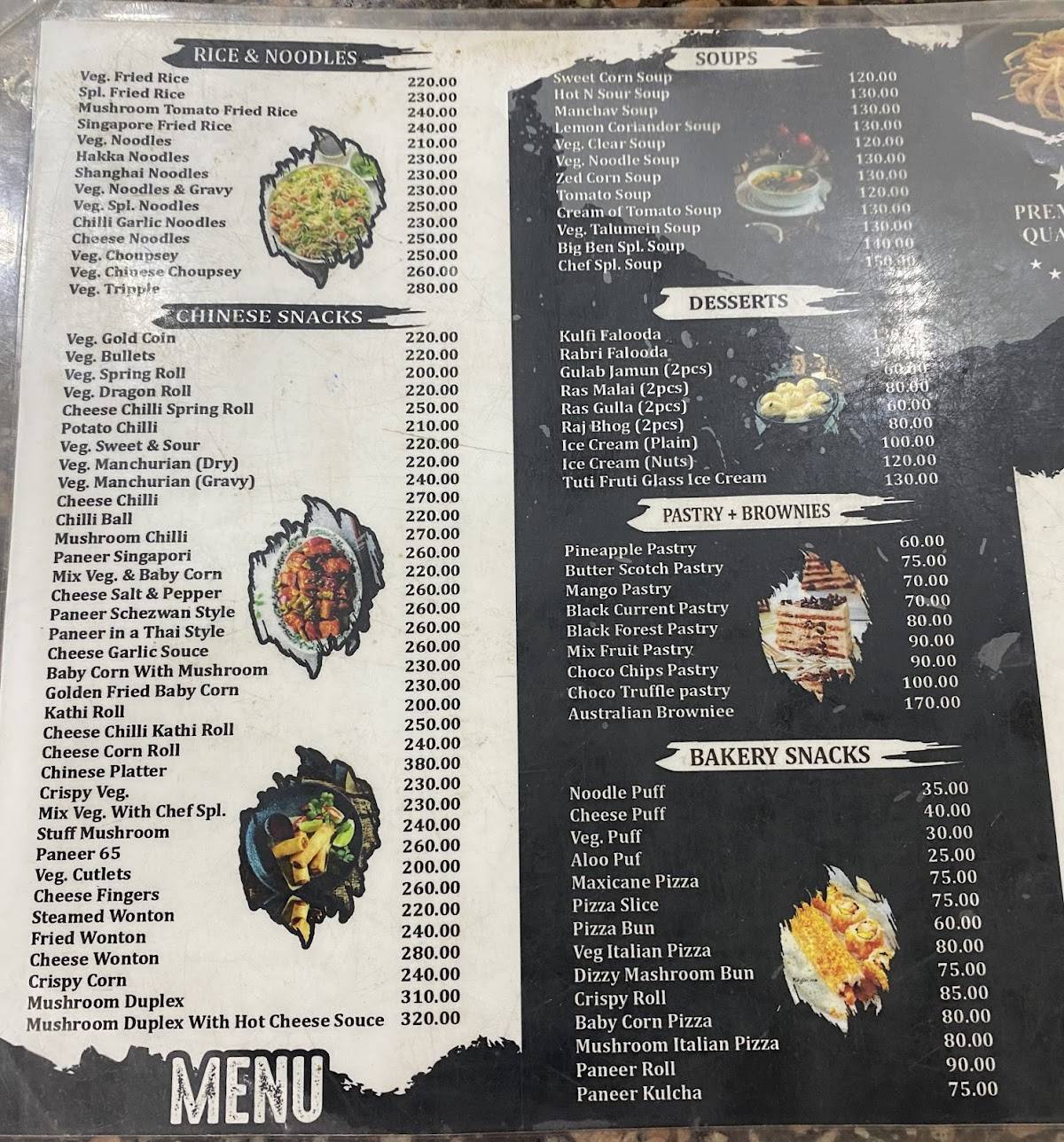 Big Ben Mithai, Fast Food And Hotel menu