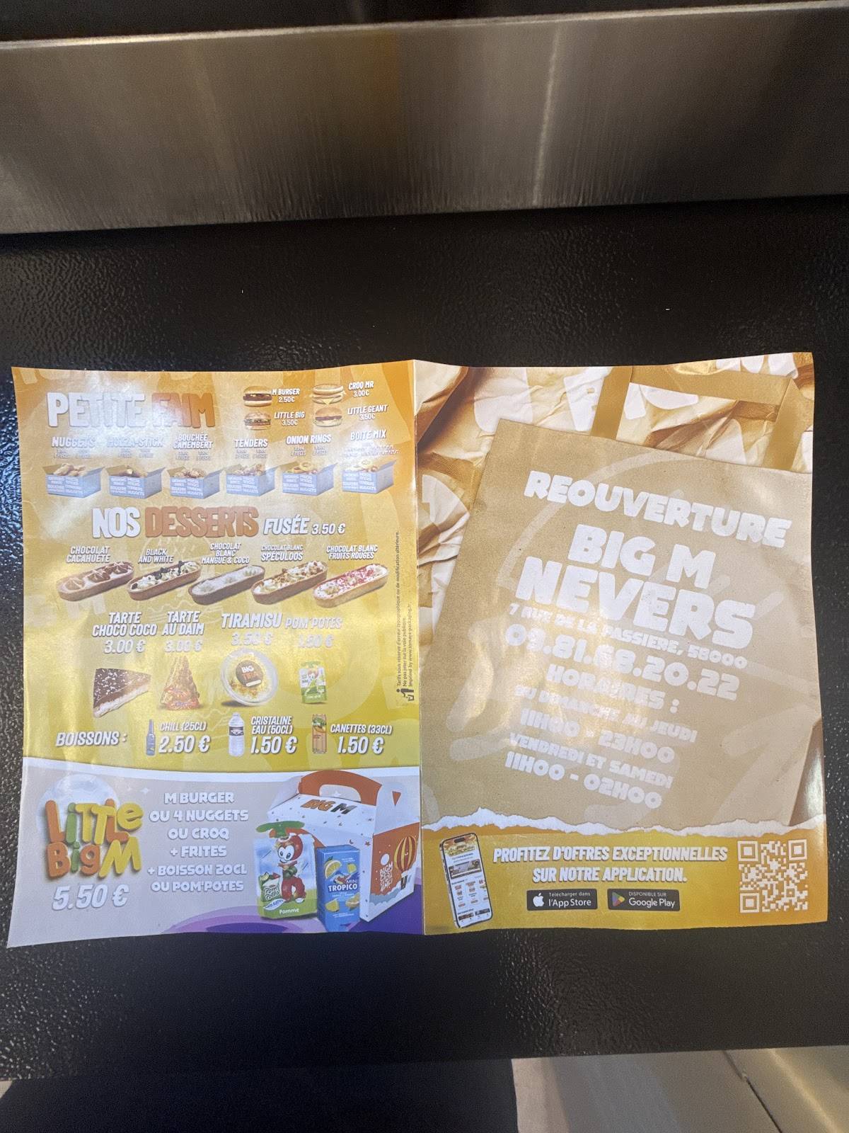 Menu de BigM Nevers