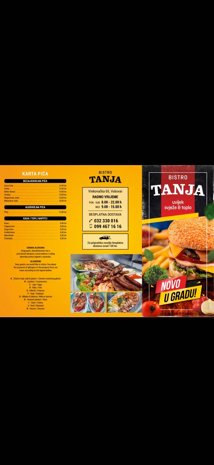 Menu di Bistro Tanja tim 