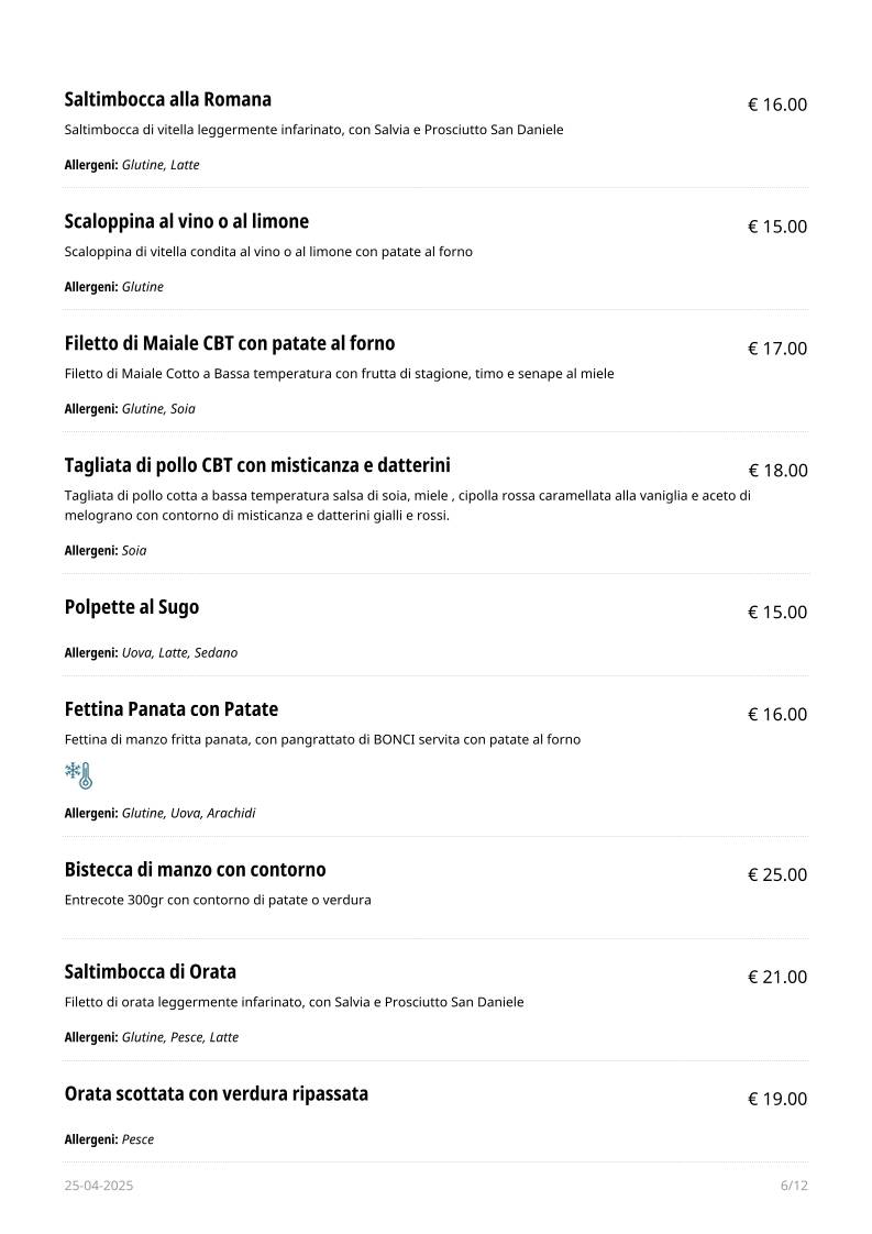 Menu di Bompiani Trattoria 