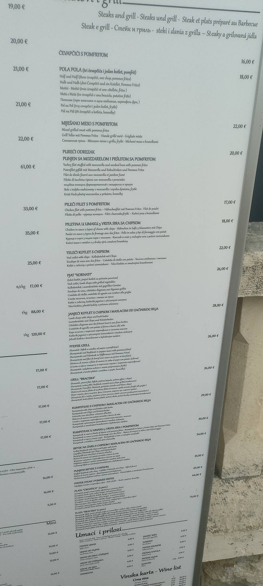 Menu di Restaurant Bracera 