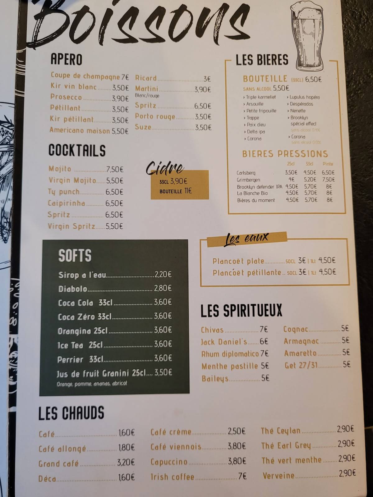 Menu de Restaurant Brasserie Pizzeria Le MIDWAY