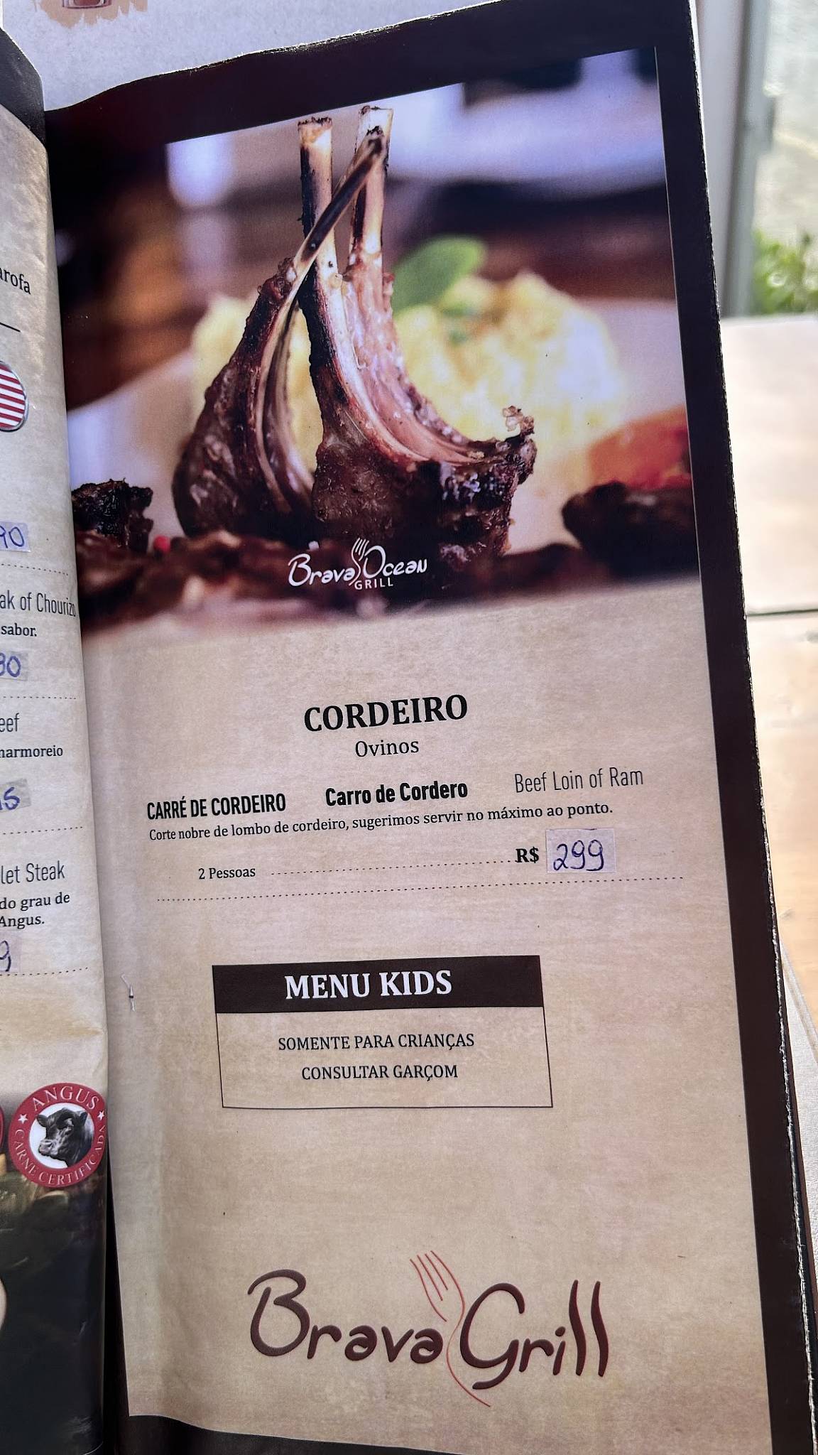 Brava Grill cardápio