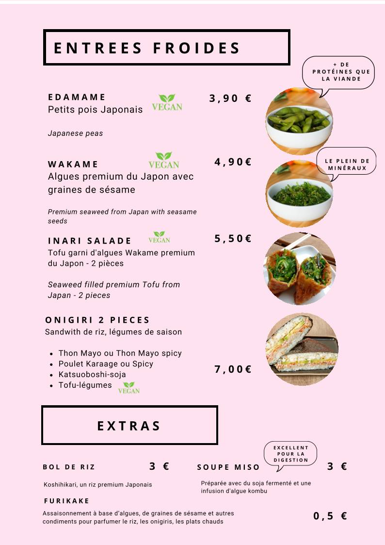 Menu de Bubble Ramen