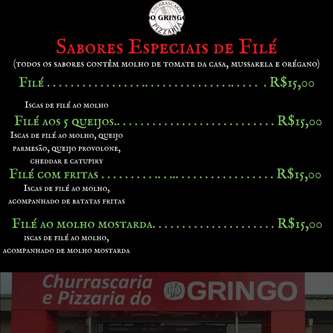 Churrascaria e Pizzaria do Gringo cardápio