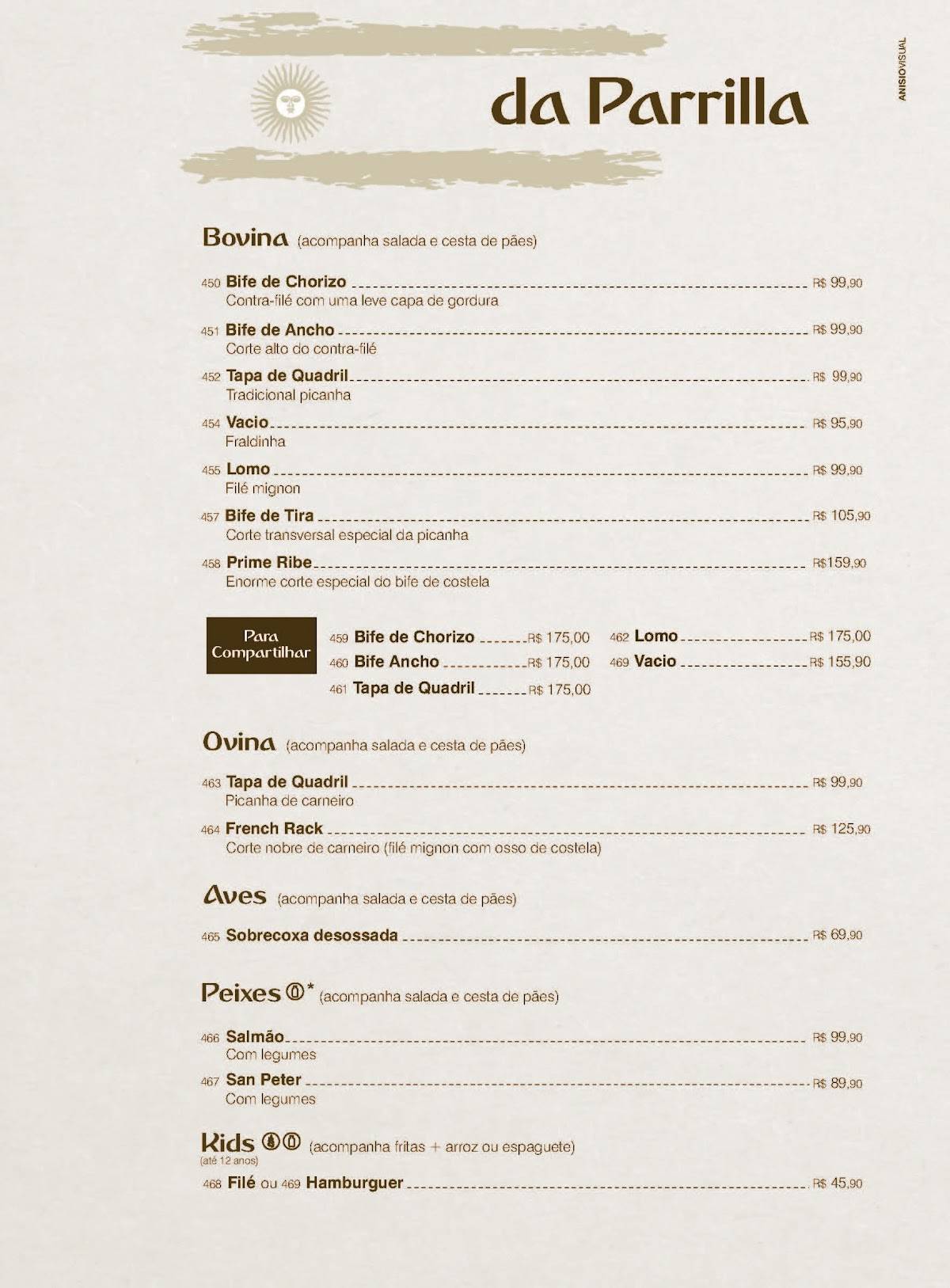 Cabaña Restaurante Argentino cardápio