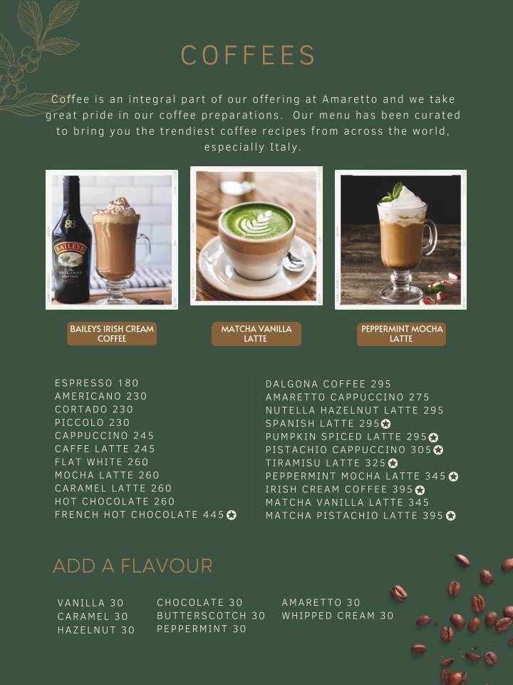 Cafe Amaretto menu