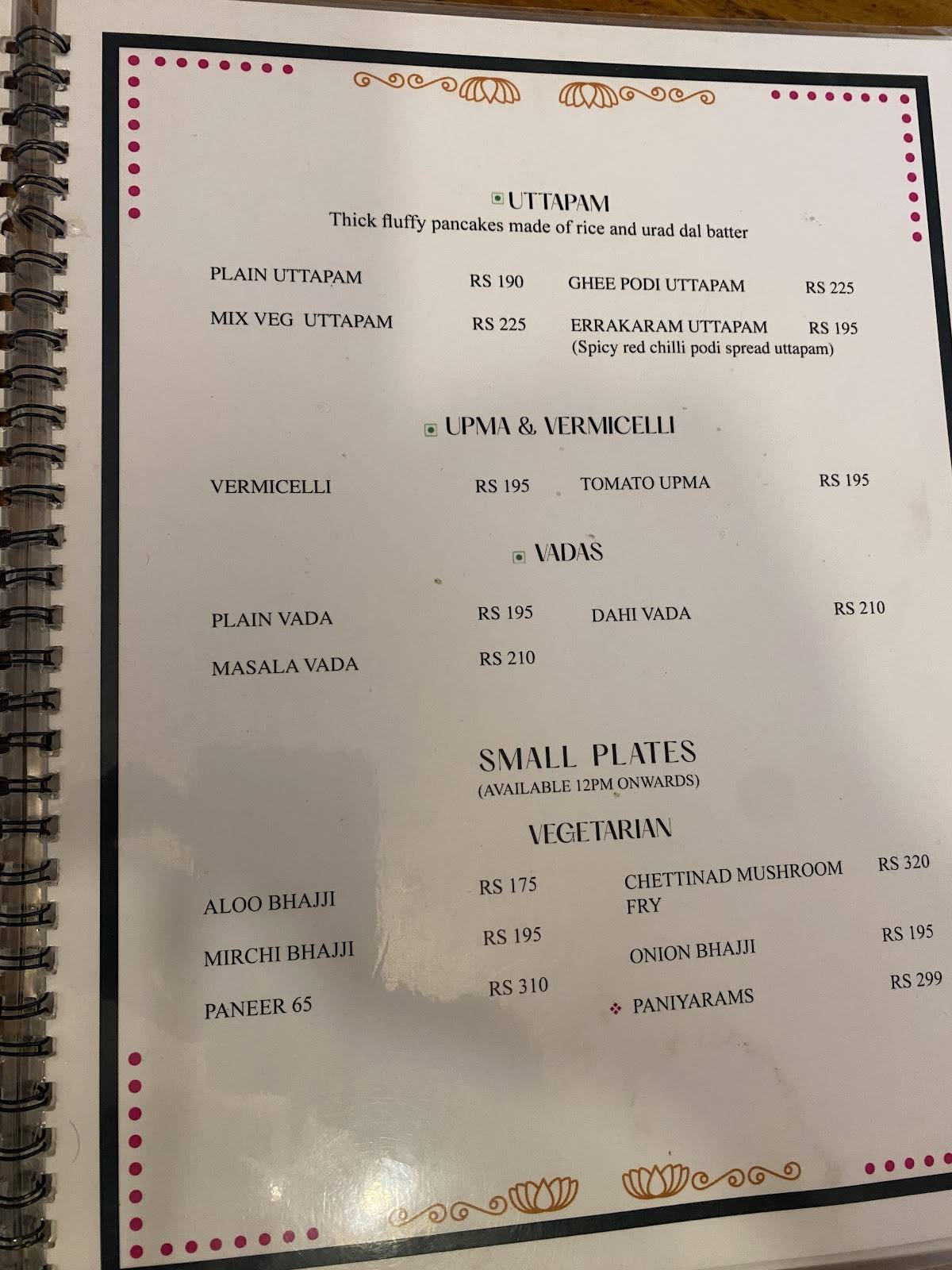 Cafe Athyeka menu