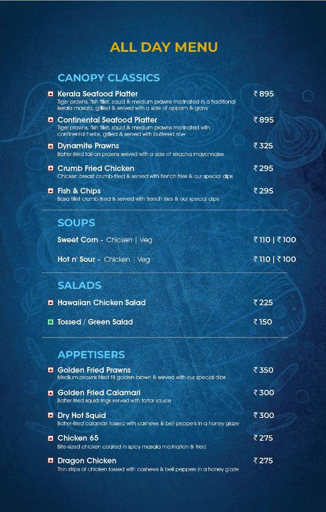 Cafe Canopy MG Road menu