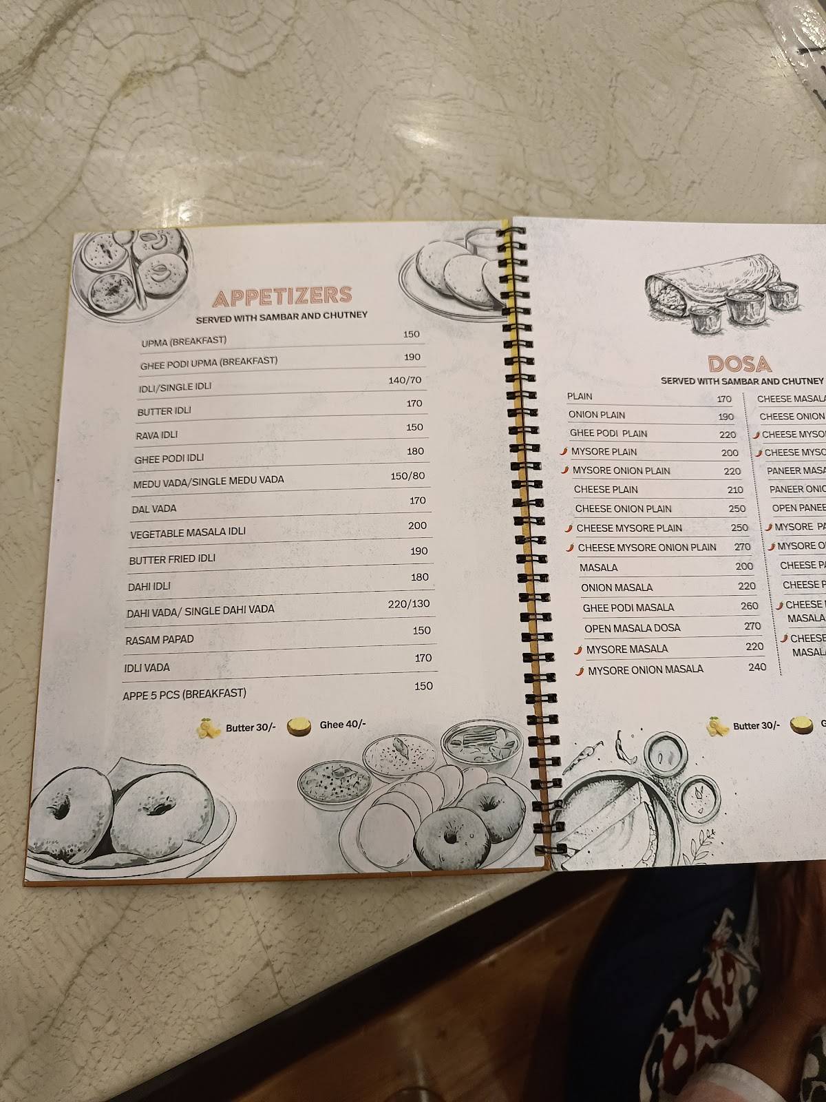 Cafe Madras menu