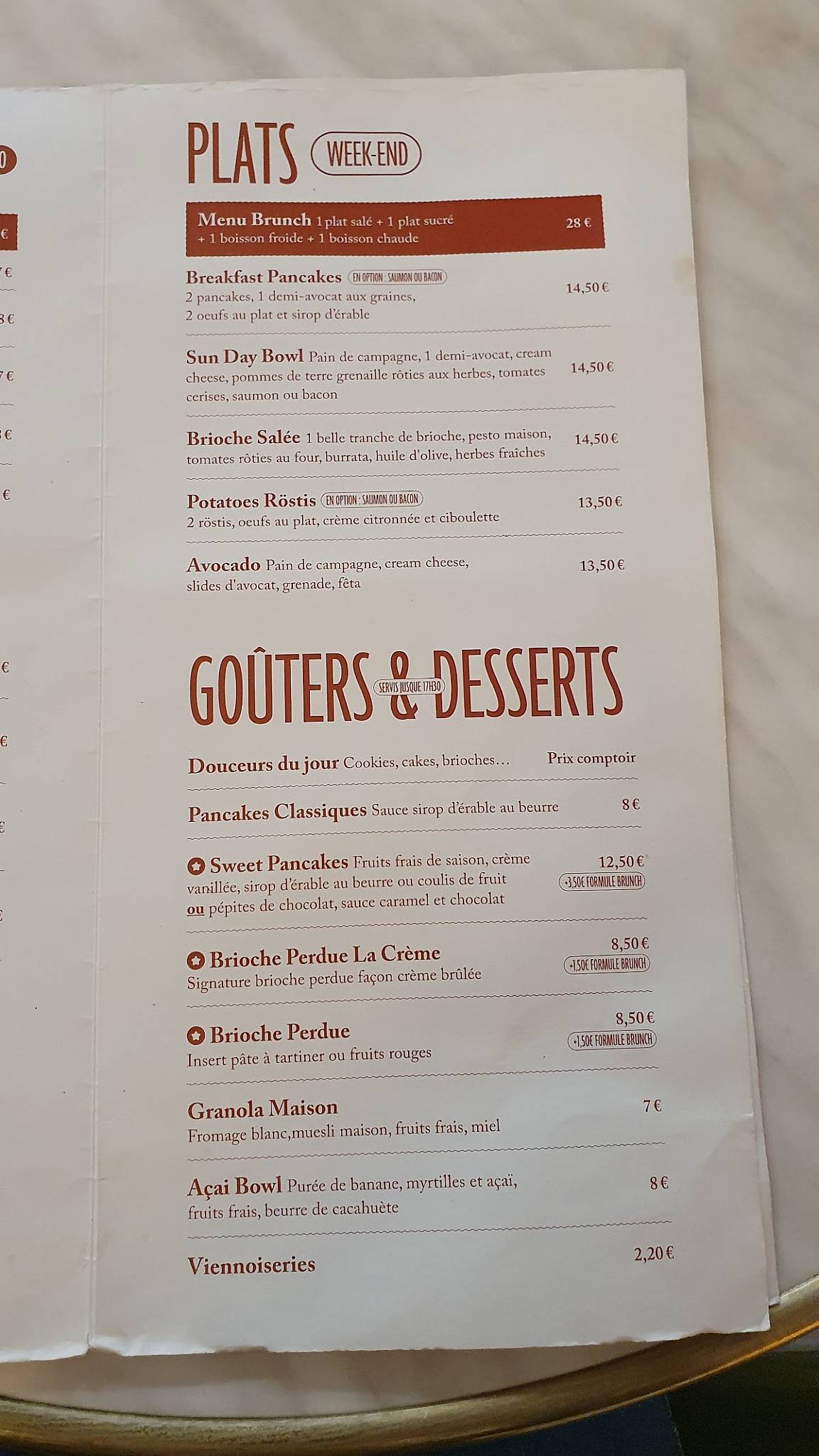 Menu de Café Crème Rouen