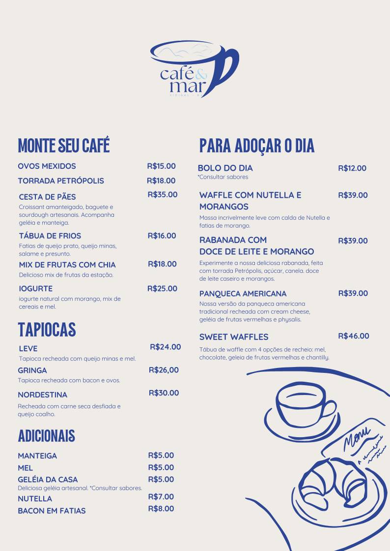Café e Mar - Bistrô no Vidigal cardápio