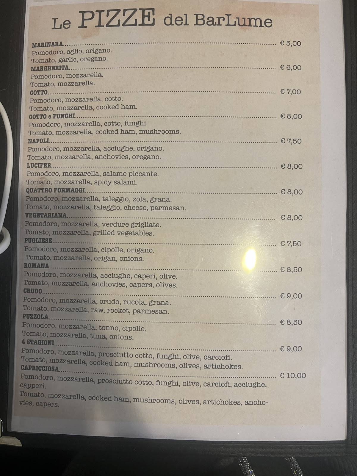 Menu di BarLume 