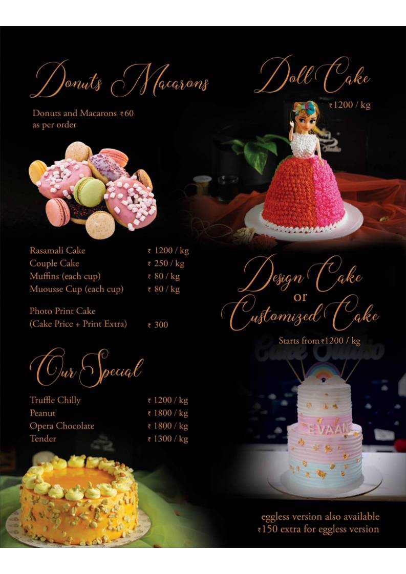 Cake Studio Manjeri menu