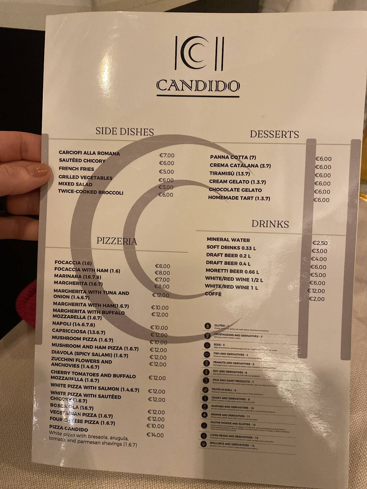 Menu di Candido Ristorante Pizzeria 