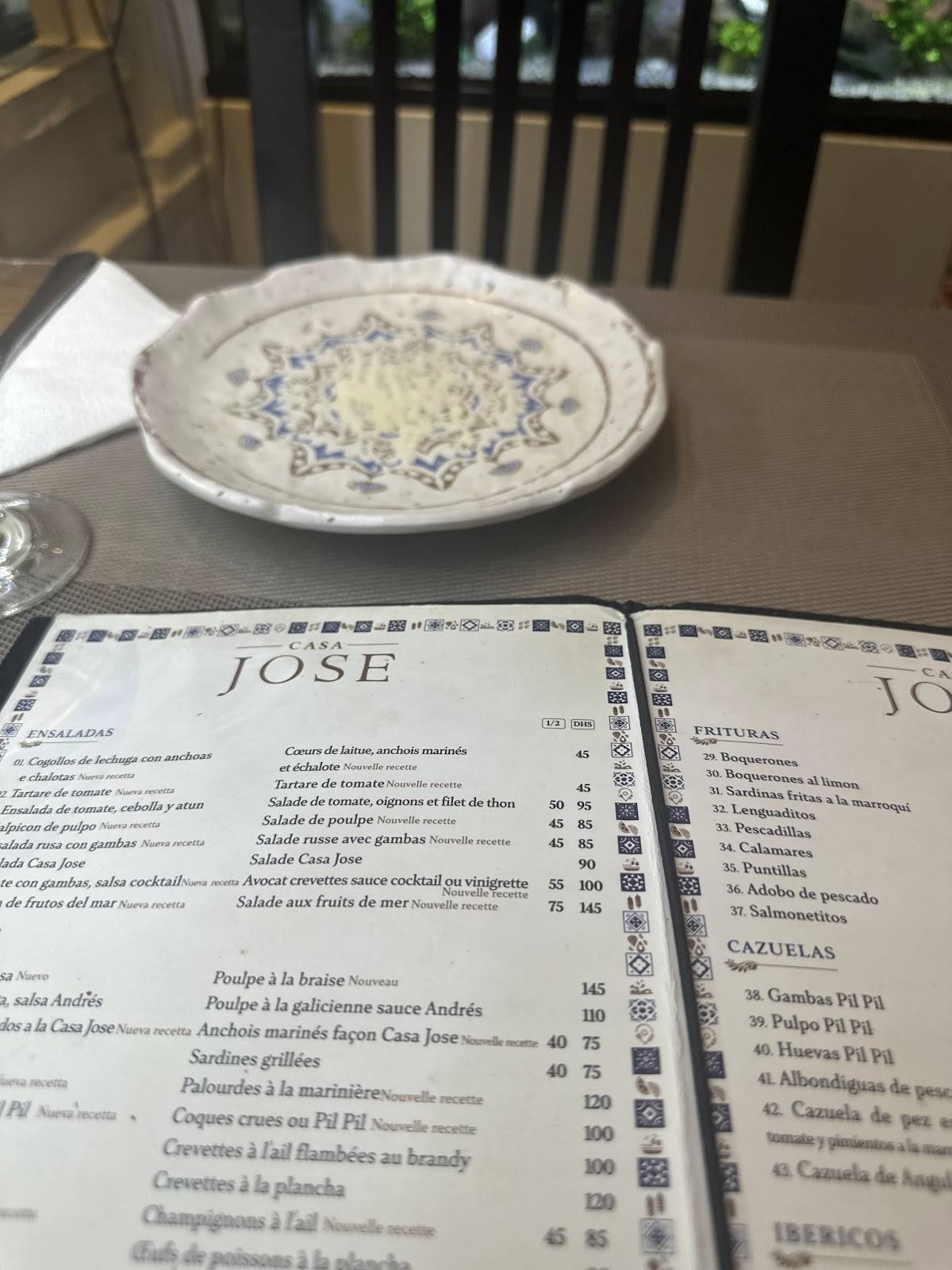 Menu de Casa José Rabat