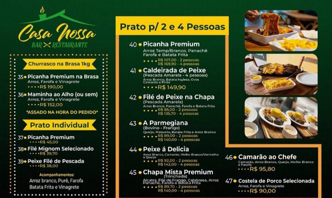 Casa Nossa Restaurante cardápio