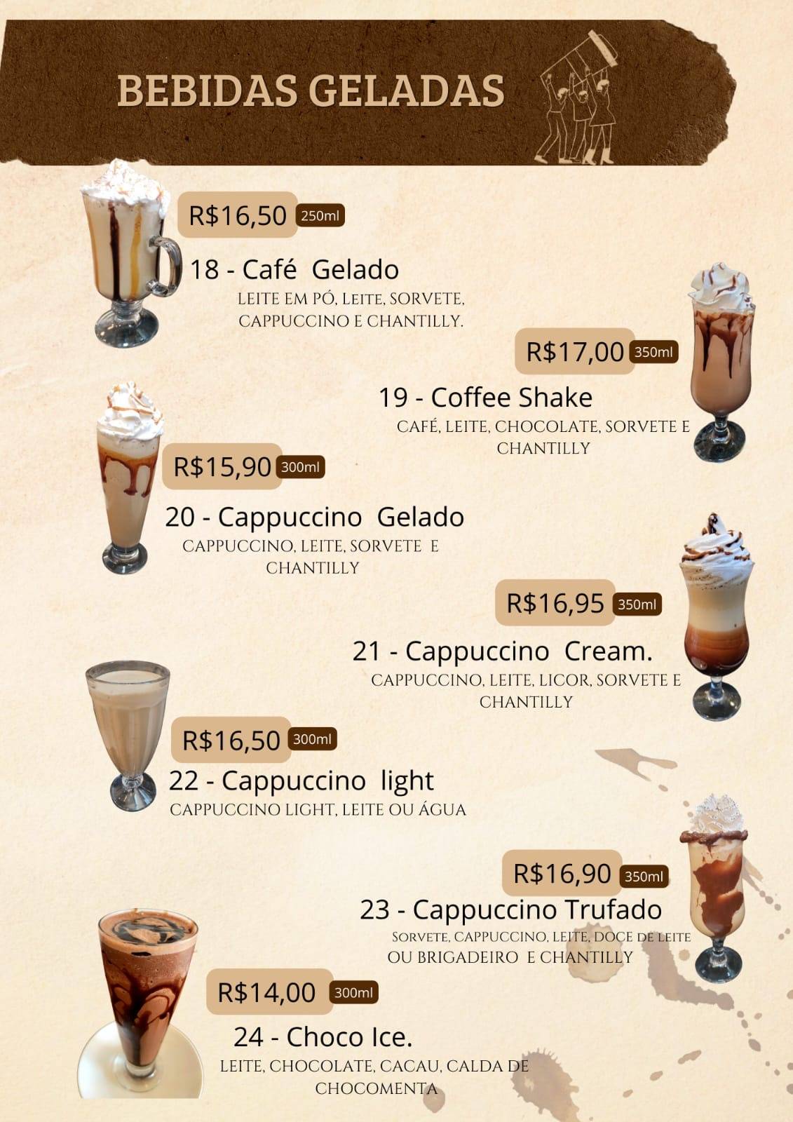 Casa do Chocolate e Cafeteria cardápio