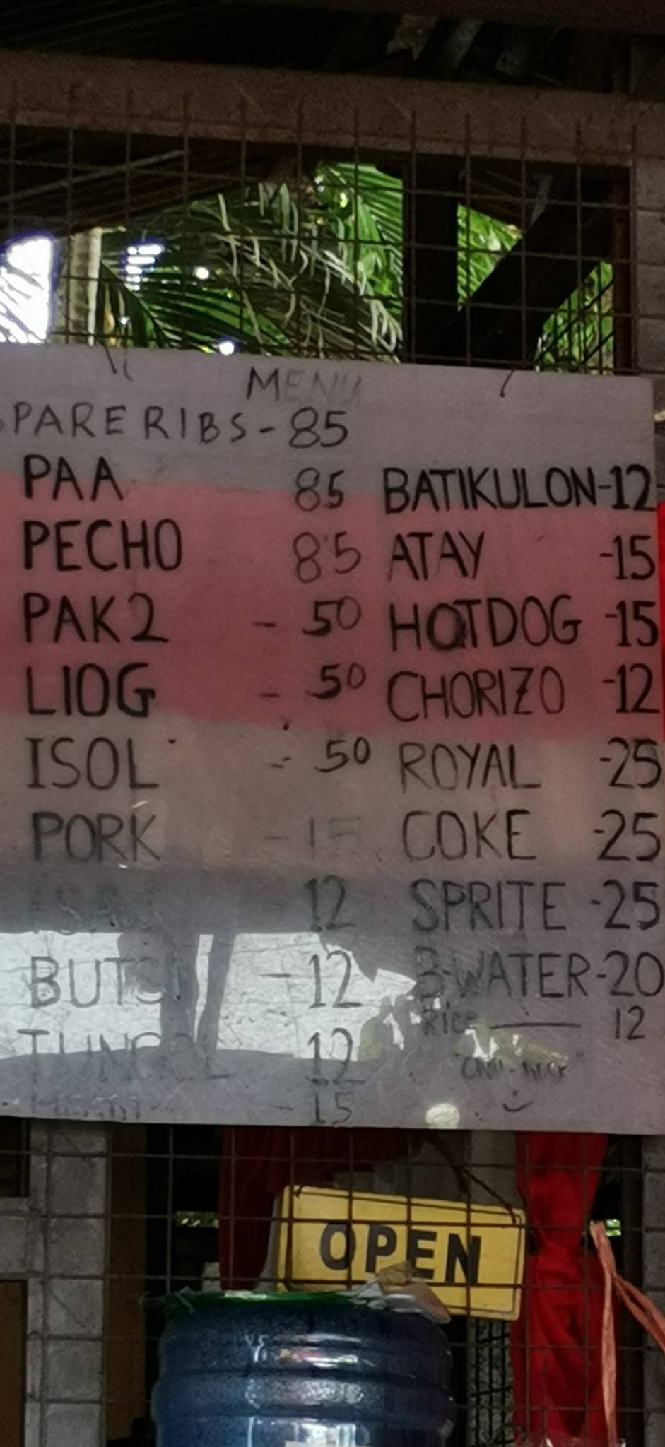 Menu at Chai Rose Barbecue, Bacolod