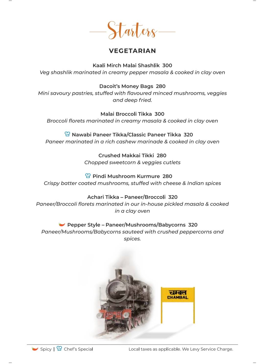 Chambal Restobar menu