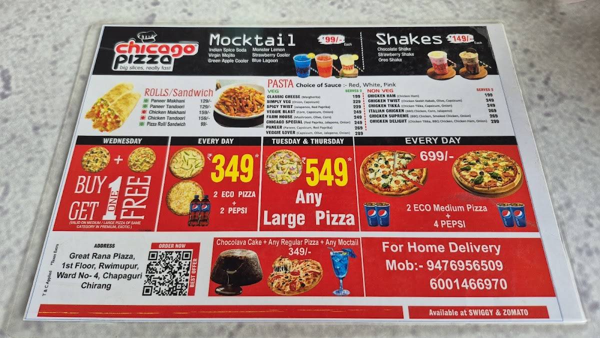 Chicago Pizza menu