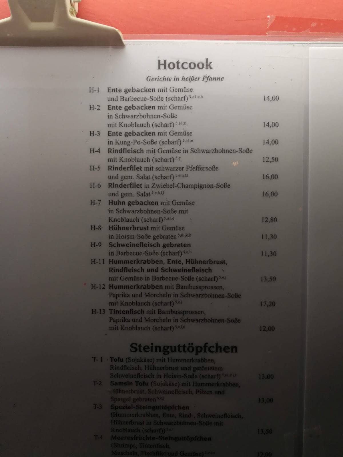 Speisekarte von Restaurant China Garten, Hof