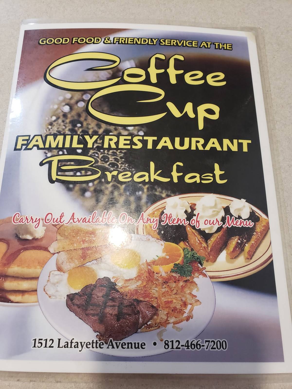 Menu at Coffee Cup restaurant, Terre Haute, Lafayette Ave