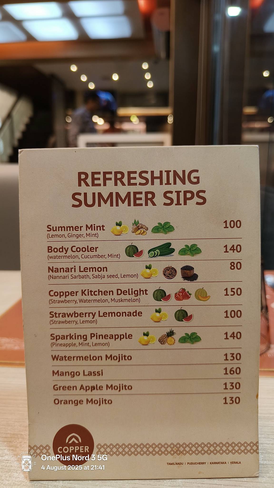 Copper Kitchen Vadapalani menu