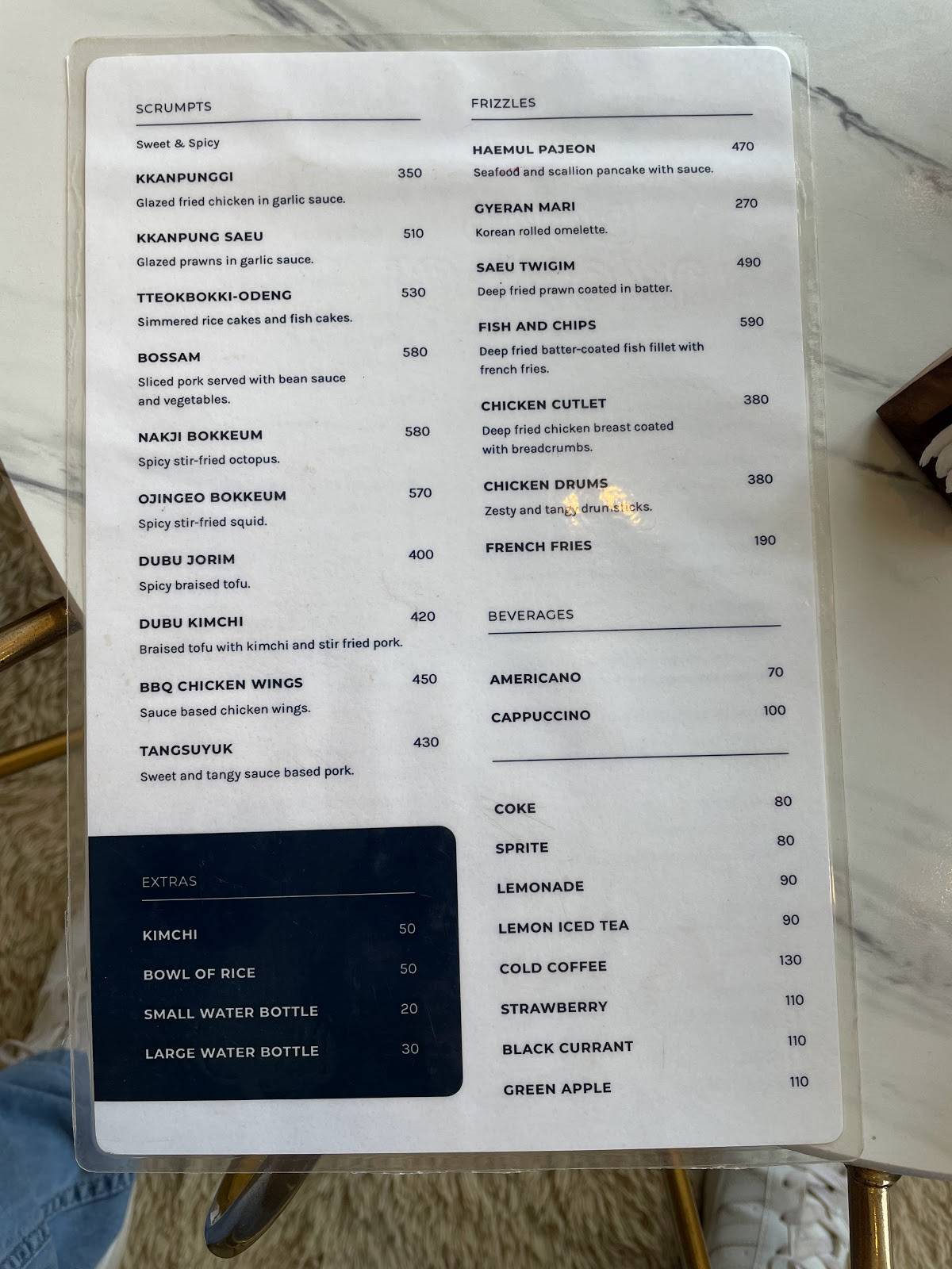 Cornerstone Cafe Korean kitchen menu