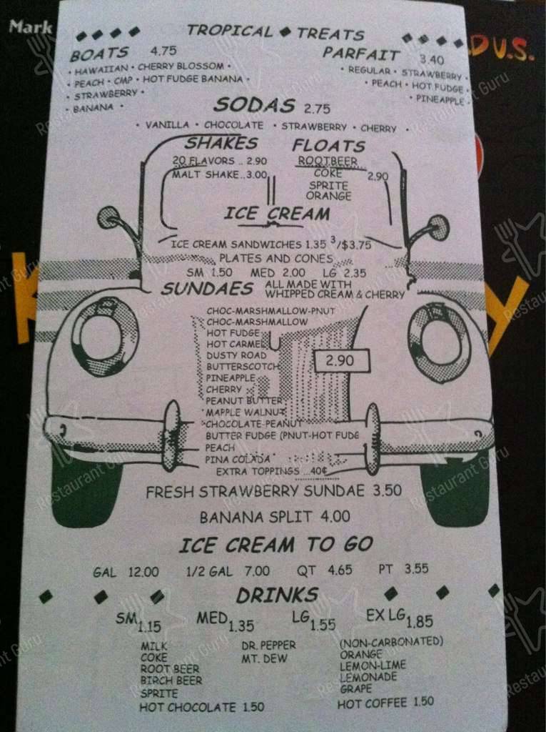 Menu at Crabbs Tropical Treat restaurant, Hanover