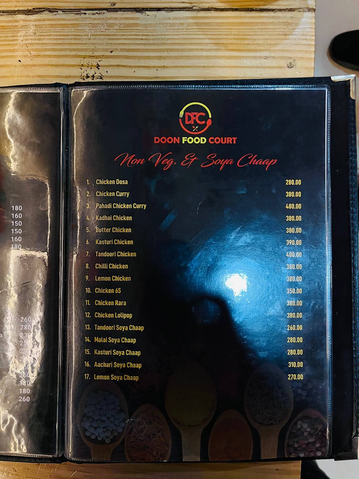 DOON FOOD COURT menu