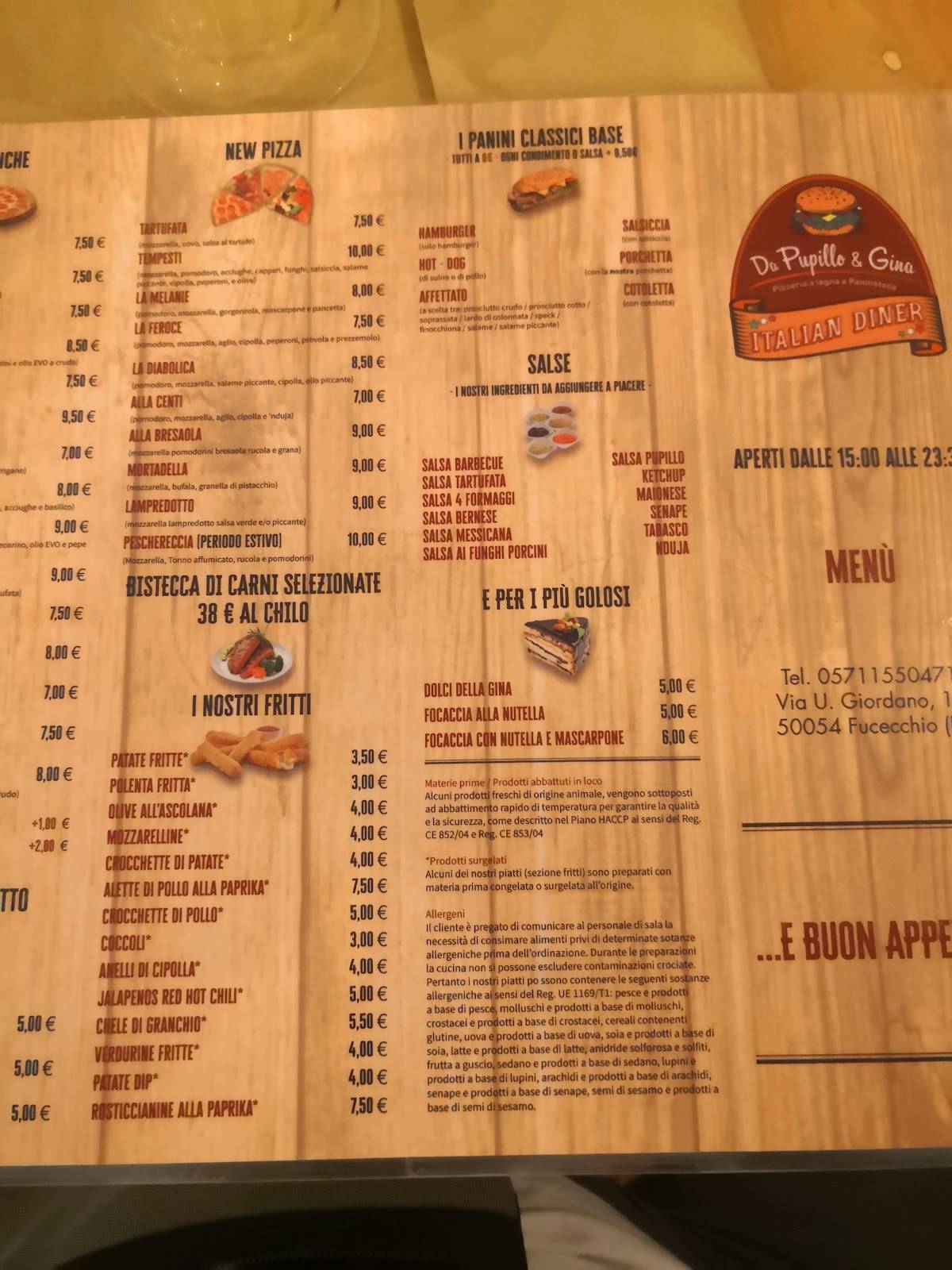 Menu di Da Pupillo & Gina 