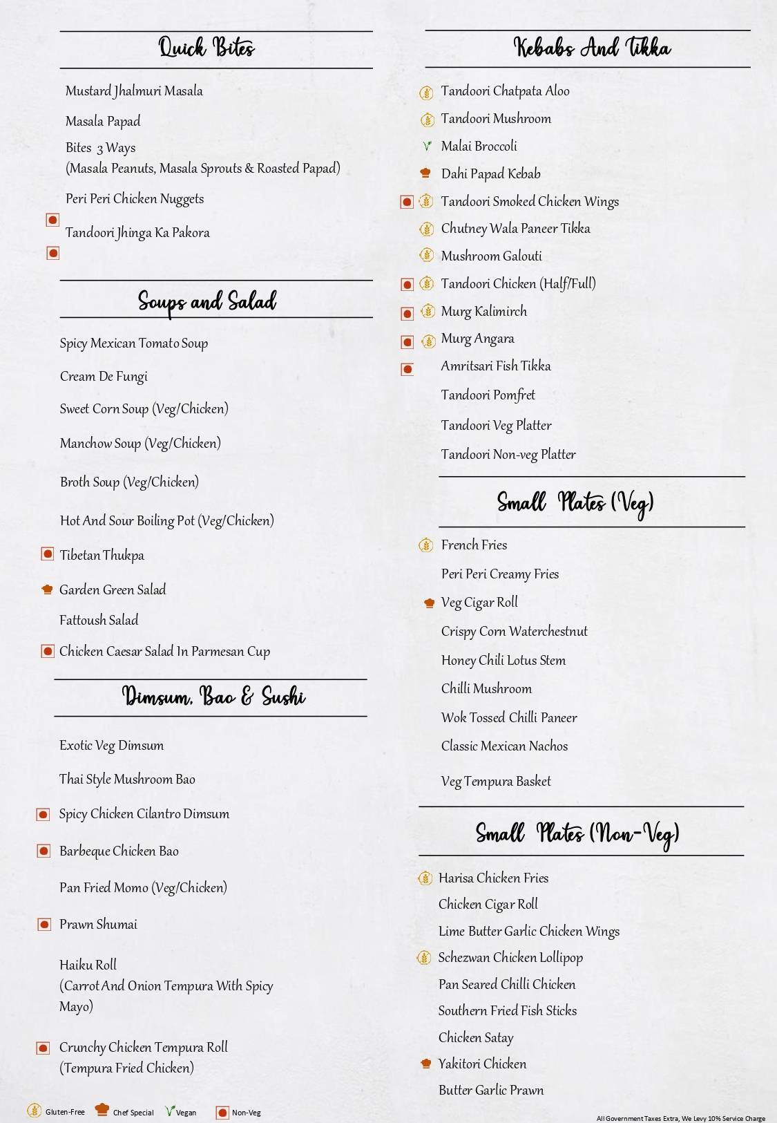 Daddy Rooftop Restaurant menu