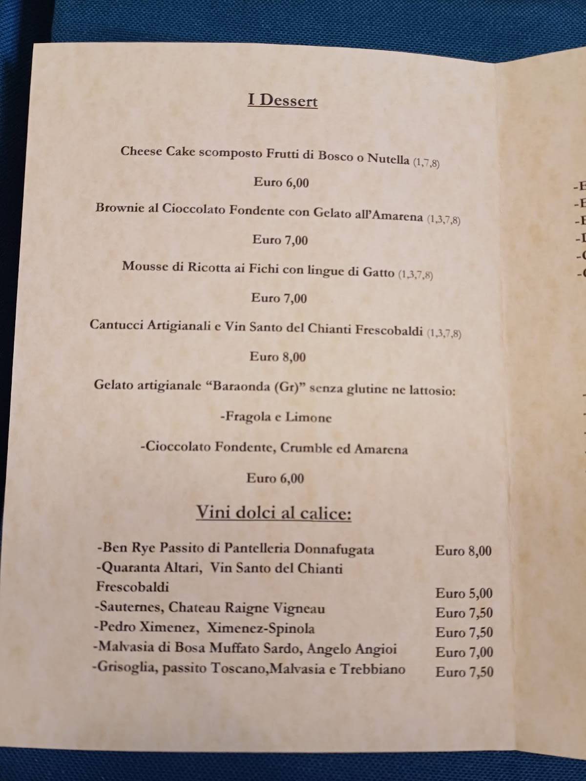 Menu di Dal Nic Trattoria 
