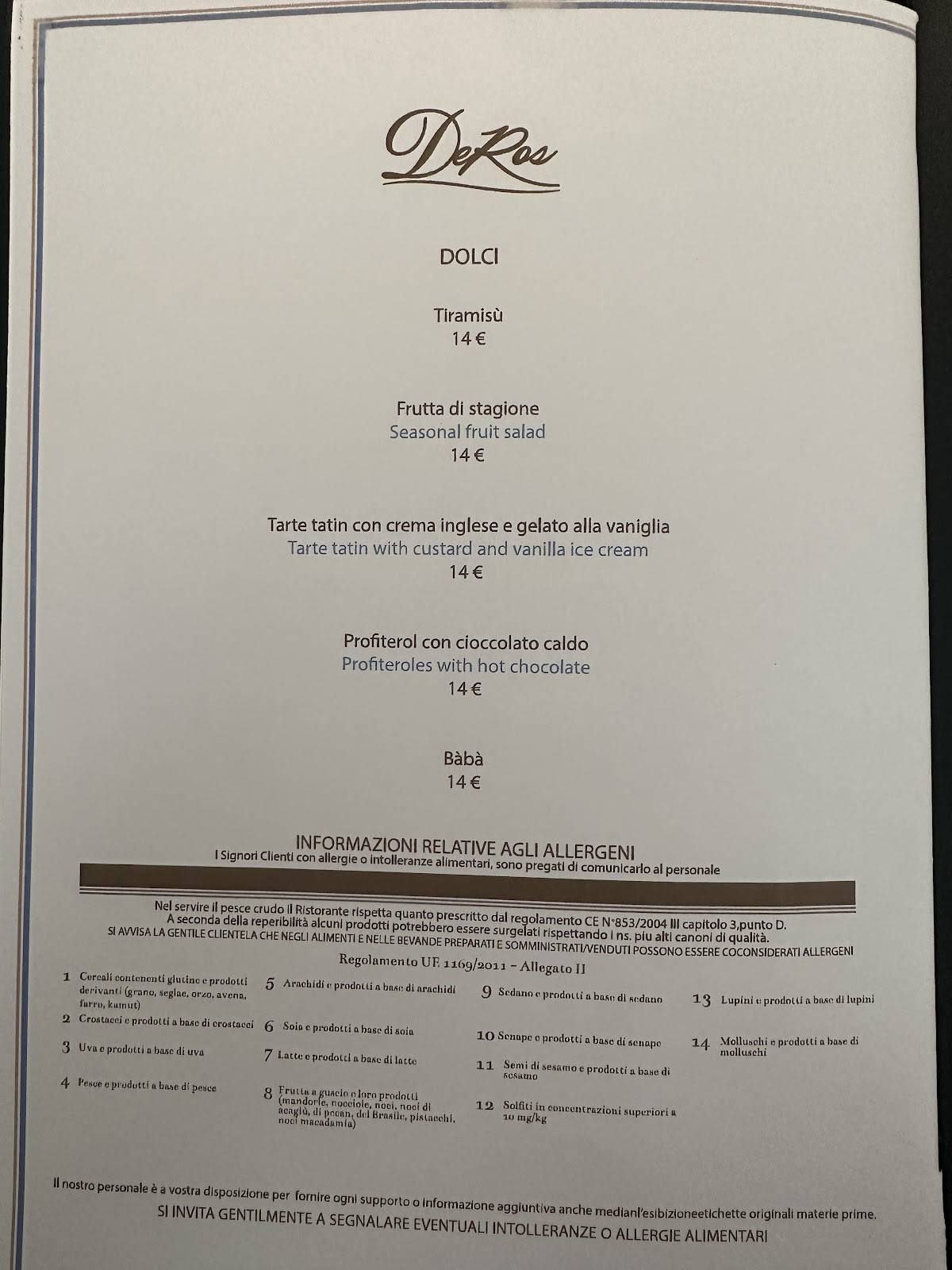 Menu di Deros Ristorante 