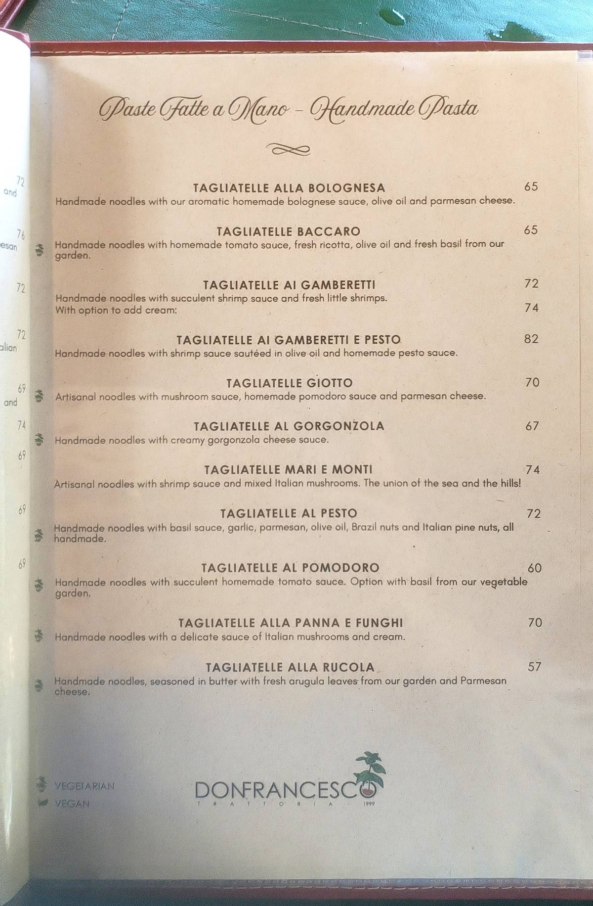 Don Francesco Trattoria cardápio