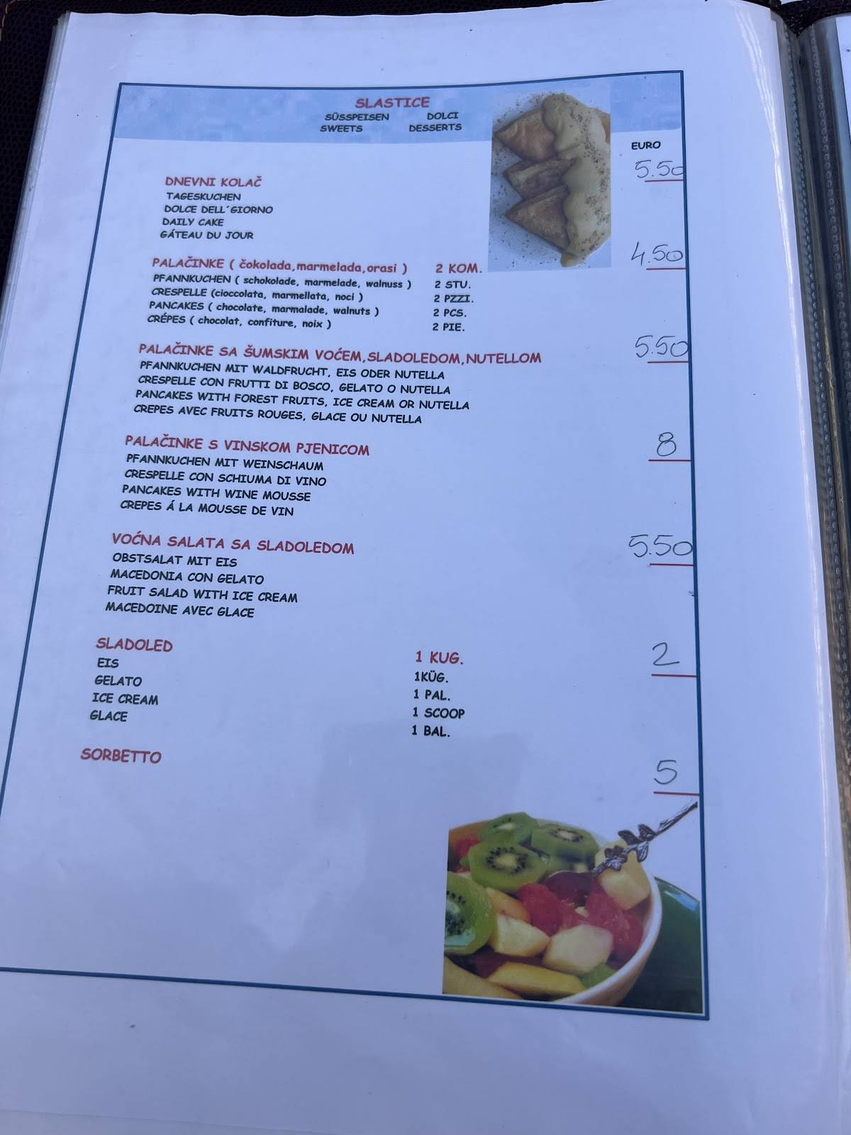 Menu di Restaurant Dvi Palme 