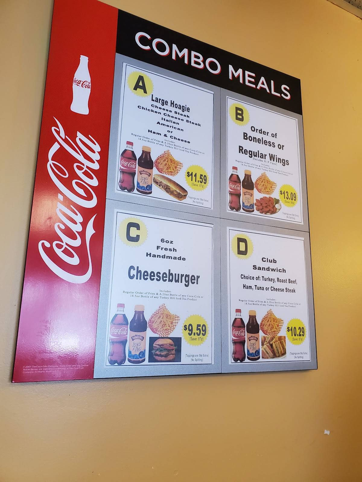 Menu at Dyers Deli restaurant, USA