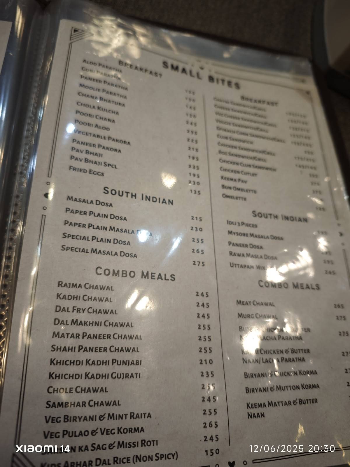 Embassy Restaurant menu